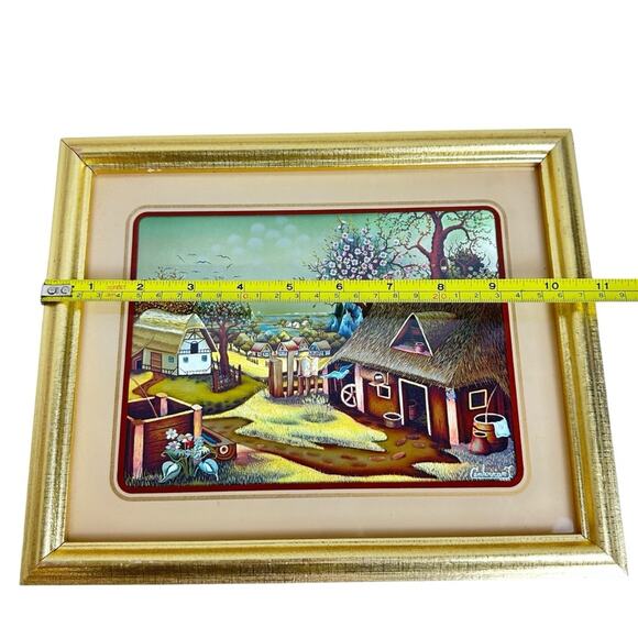 Vintage Foil Engraved Art by Ivan J Cenkovcan 1979 Spring in the Village Signed - Picture 5 of 8